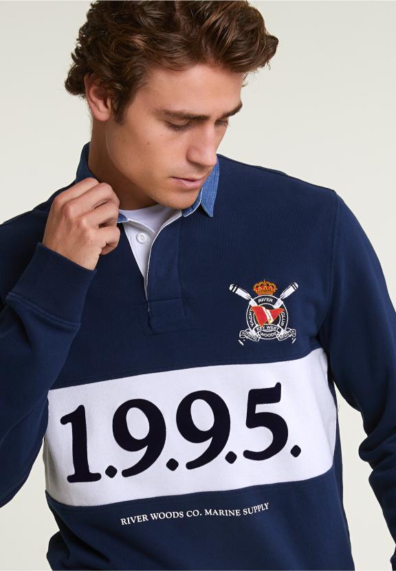 Fancy Rugby Sweater Navy - Blauw