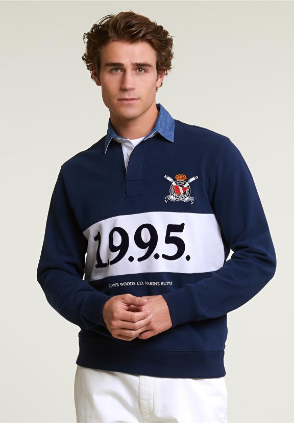 Fancy Rugby Sweater Navy - Blauw