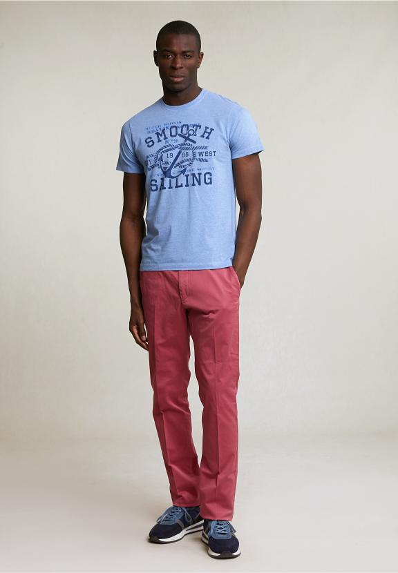 Normal Fit Basic T-Shirt Short Sleeves Seashore Mix - Blauw