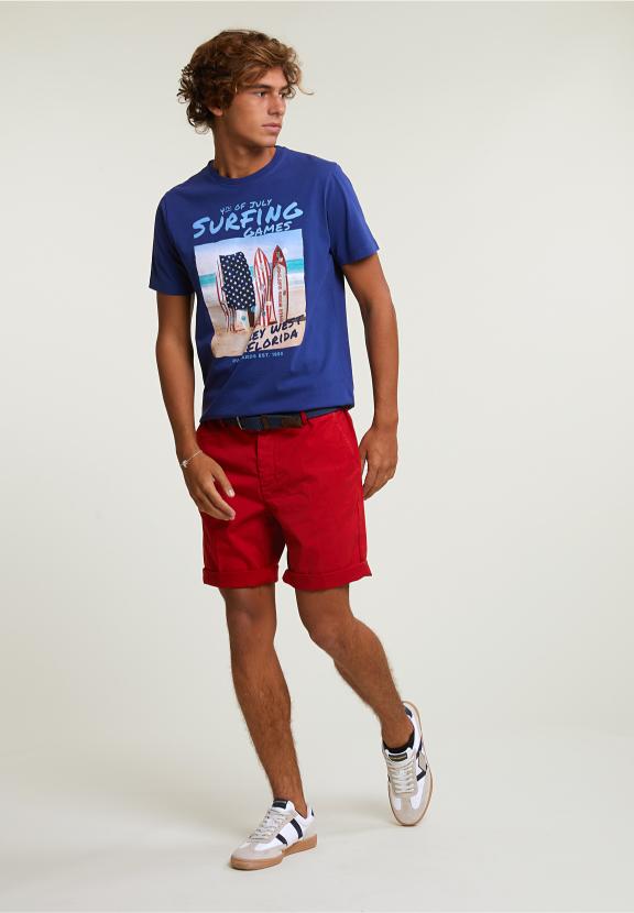 Normal Fit Basic T-Shirt Short Sleeves Royal Blue - Blauw