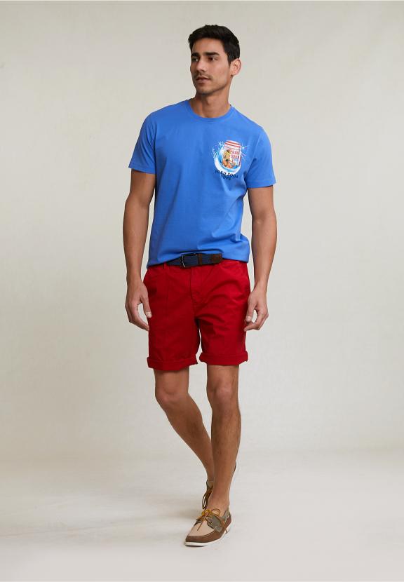 Normal Fit Basic T-Shirt Short Sleeves Evening Blue - Blauw