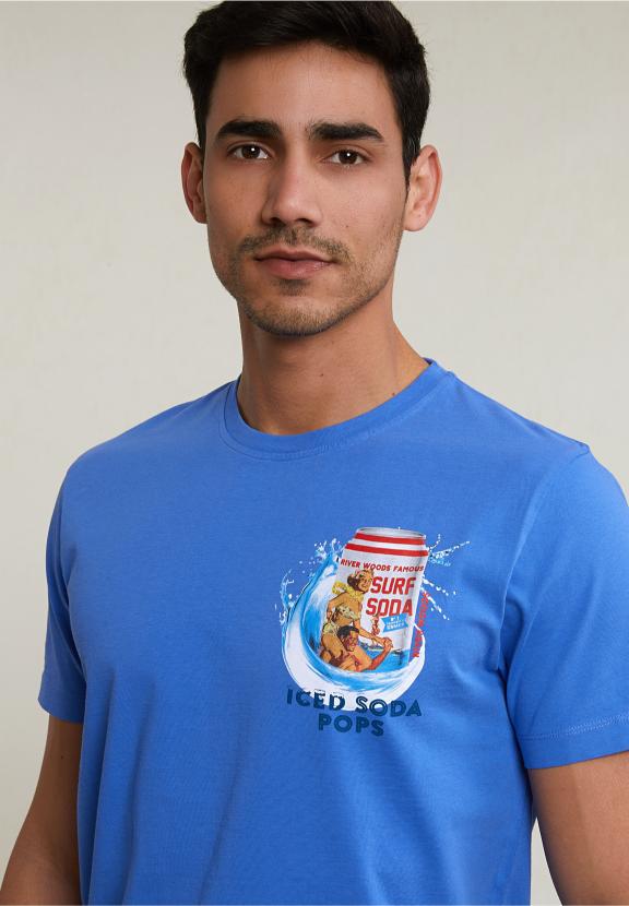 Normal Fit Basic T-Shirt Short Sleeves Evening Blue - Blauw