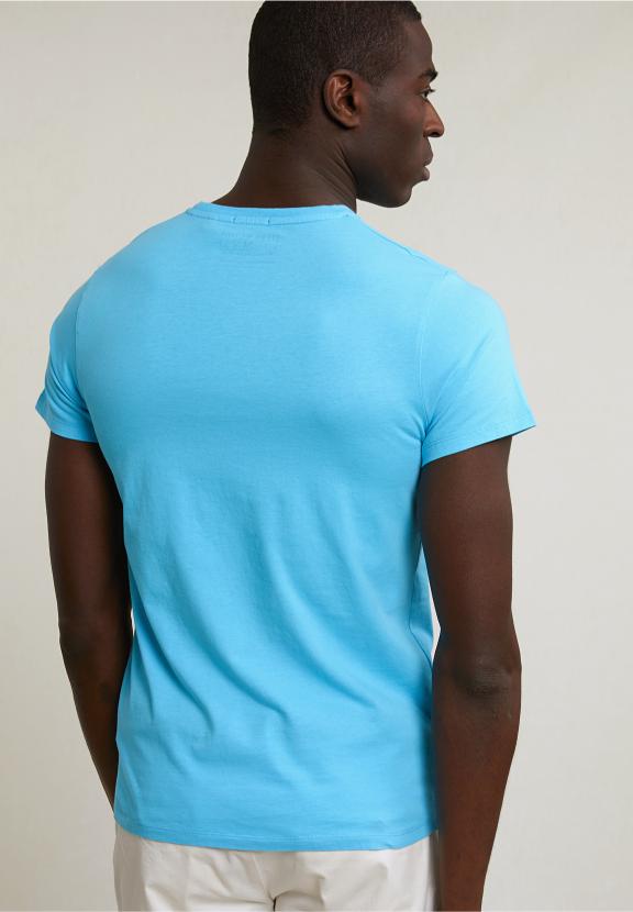 Custom Fit Basic Pima Cotton Crew Neck T-Shirt Aqua - Blauw