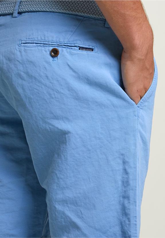 Fancy Cotton-Linen Chino Short Stone - Blauw