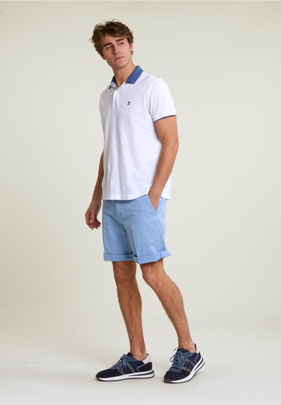 Fancy Cotton Stretch Short Stone - Blauw
