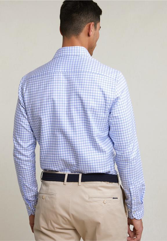 Custom Fit Checked Shirt Blue/White - Blauw