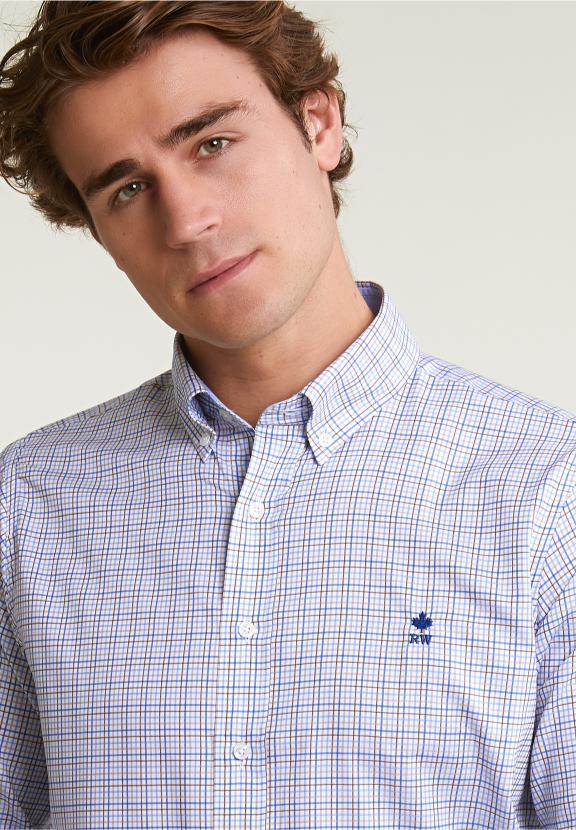 Custom Fit Checked Shirt Blue/Beige - Mix