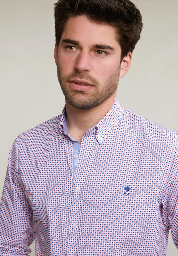 Custom Fit Fantasy Shirt Orange/Blue - Wit