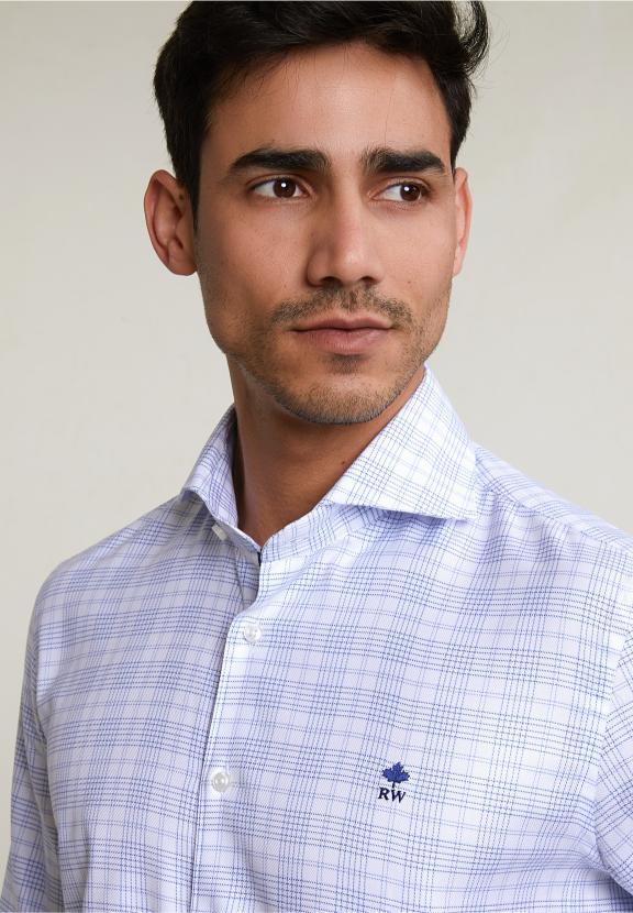 Custom Fit Checked Shirt Blue/White - Mix