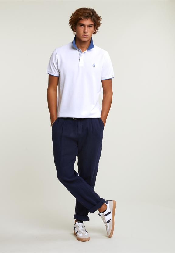 Custom Fit Fancy Cotton Polo White - Wit