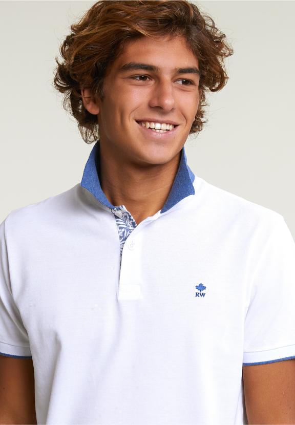 Custom Fit Fancy Cotton Polo White - Wit