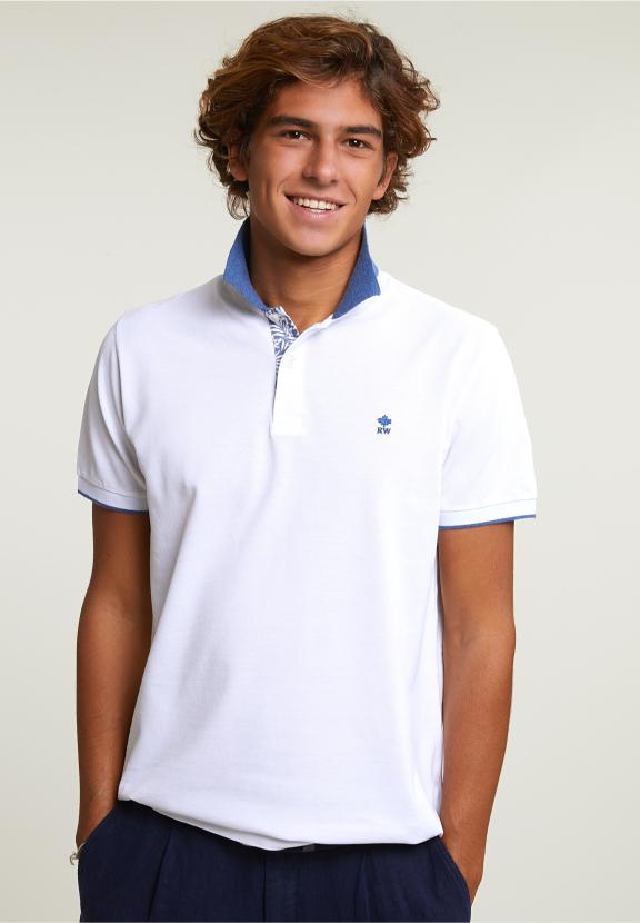 Custom Fit Fancy Cotton Polo White - Wit