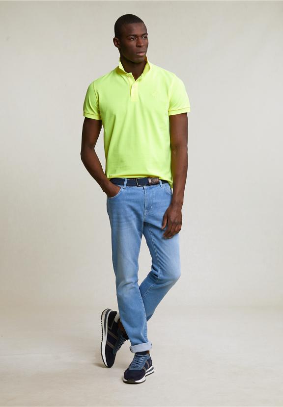 Custom Fit Sporty Polo Neon Yellow - Jaune
