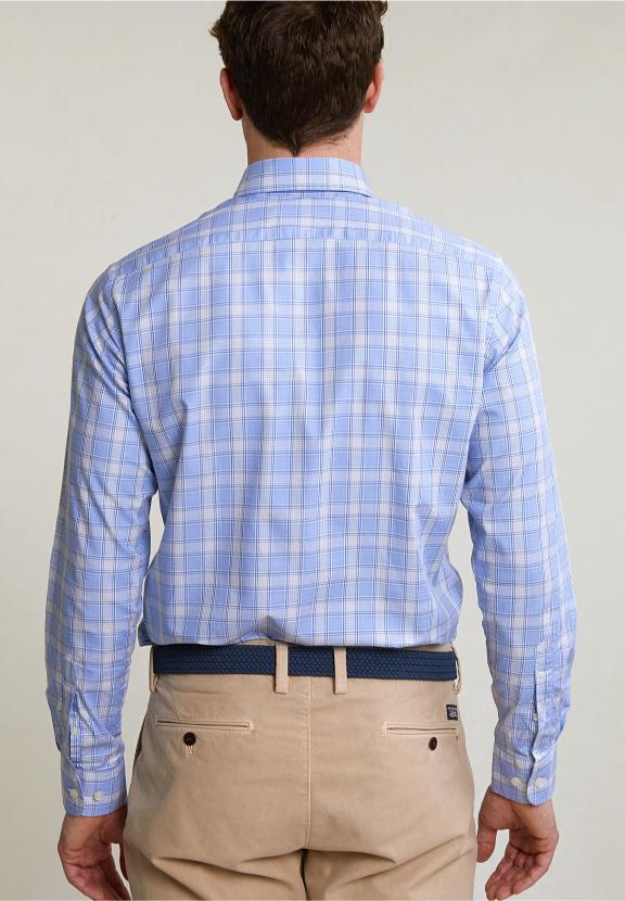 Custom Fit Checked Shirt With Chest Pocket Beige/Blue - Mix