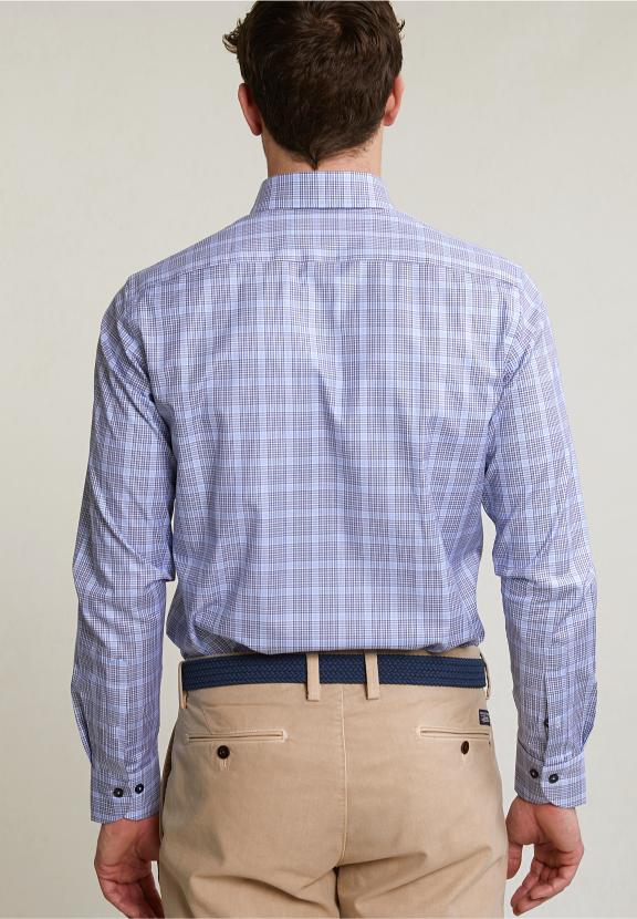 Custom Fit Checked Shirt Blue - Blauw