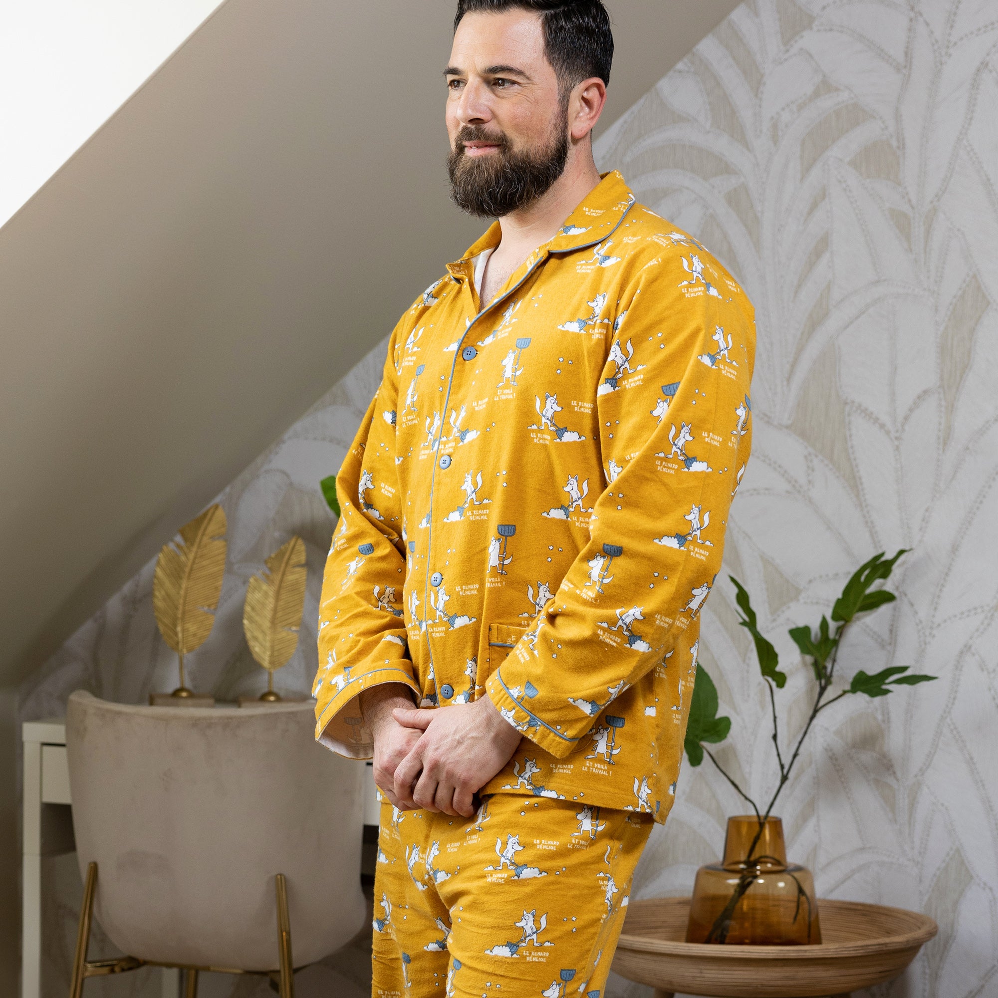 Flanellen Pyjama - Heren - Okergeel