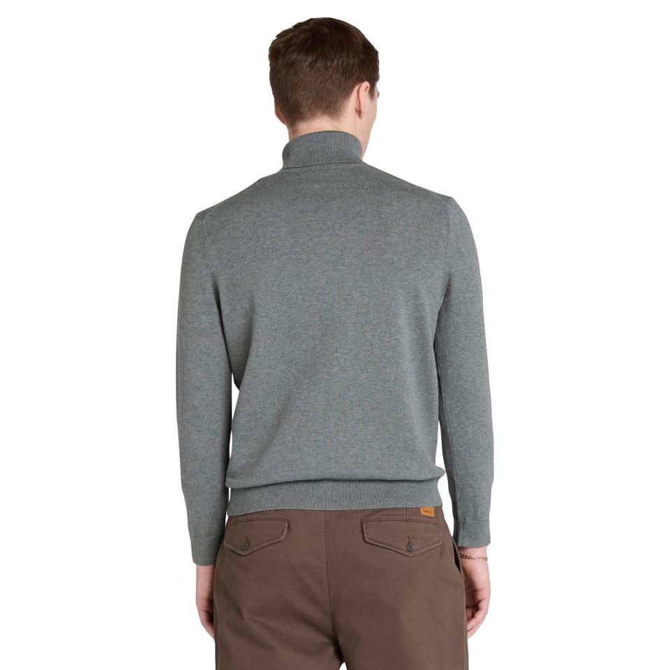 Williams River Turtle Neck Cotton Sweater Dark Grey Heather