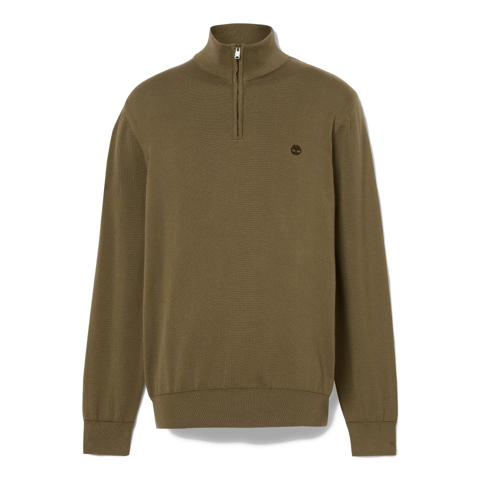 Williams River Cotton Yd 1/4 Zip Sweater Leaf Green