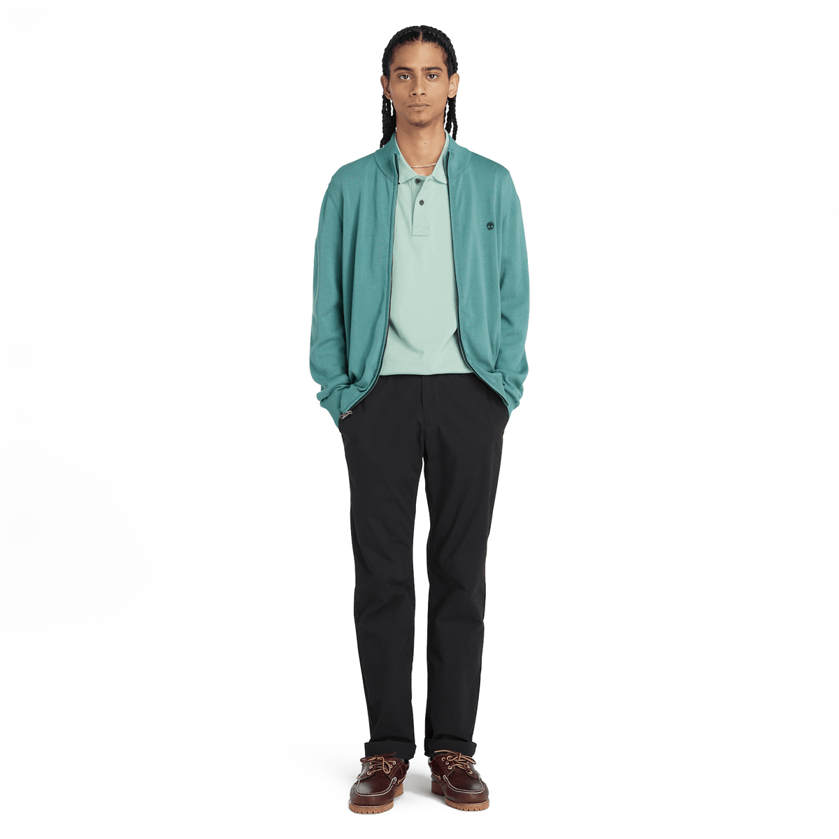 Williams River Cotton Yd Full Zip Sweater Sea Pine