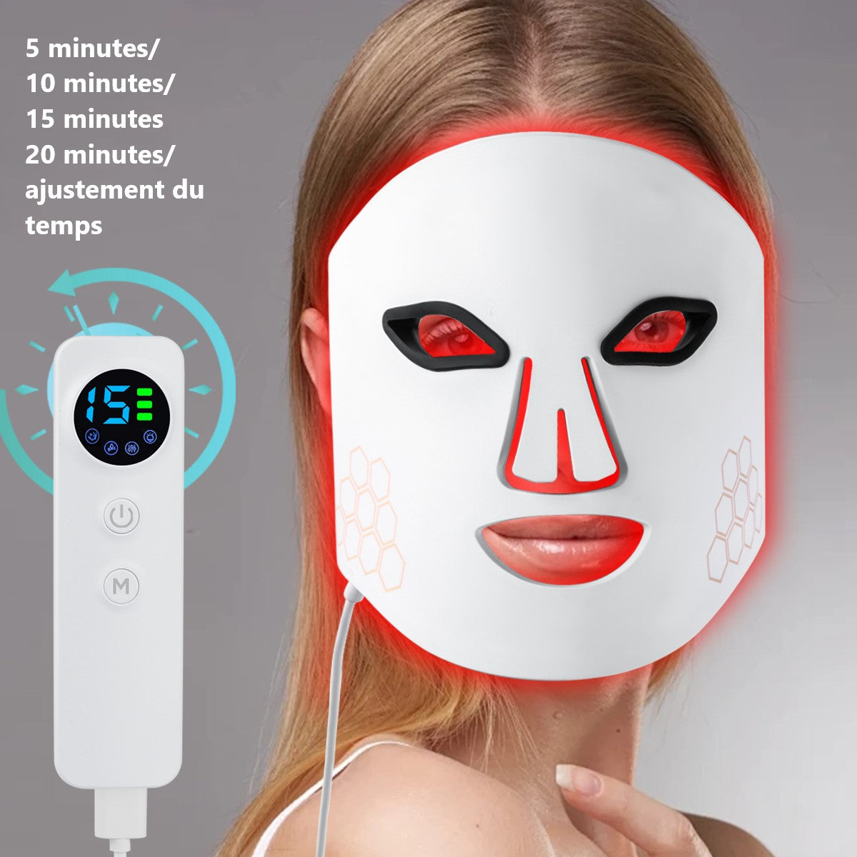Led Gezichtsmasker Lichttherapie 4 Kleuren - Wit