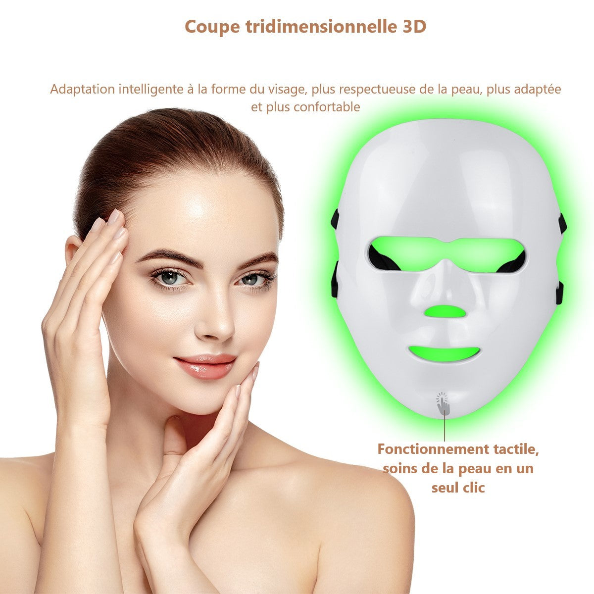 Masque Led Visage Luminotherapie 7 Couleurs - Blanc