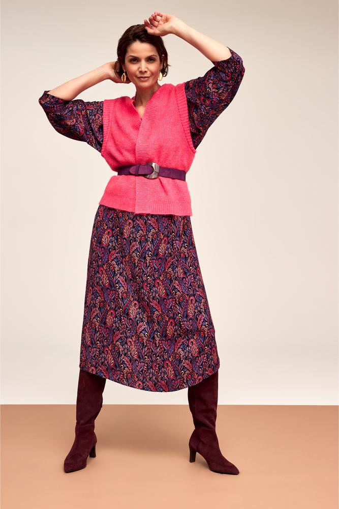 Améline - Gebreid Vest - Ariba - Fuchsia Rose