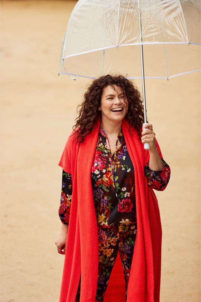 Améline - Gebreid Vest - Athena1 - Hybiscus Flash