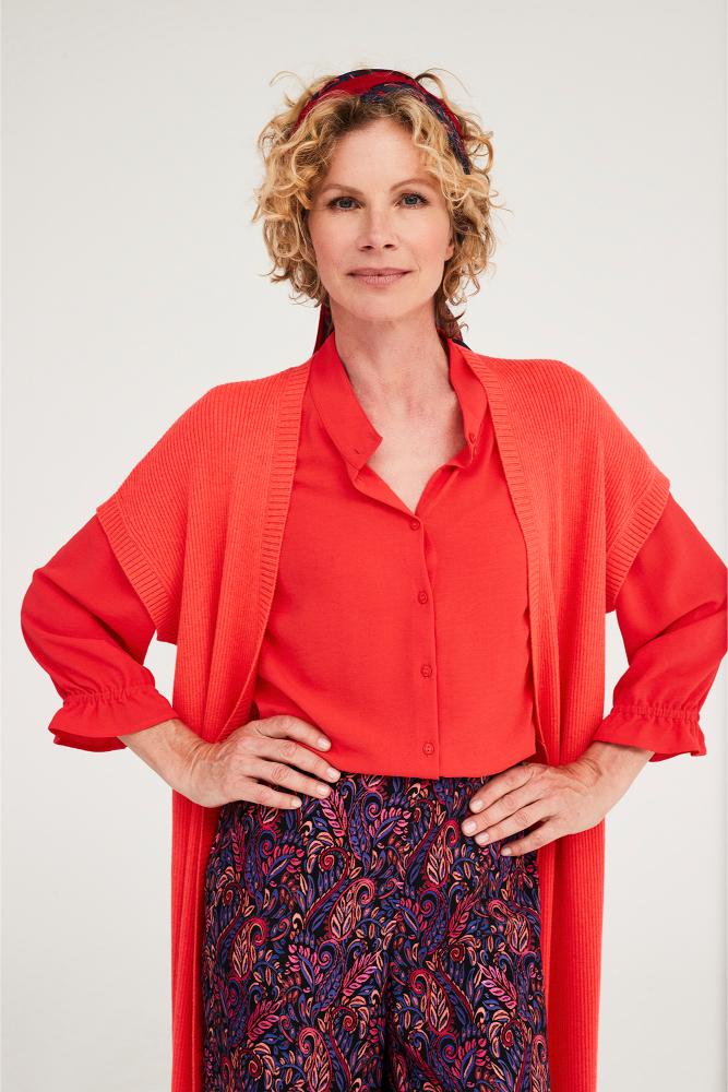 Améline - Gebreid Vest - Athena1 - Hybiscus Flash