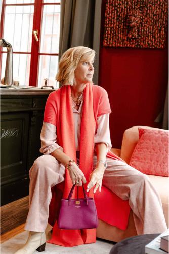 Améline - Gebreid Vest - Athena1 - Hybiscus Flash