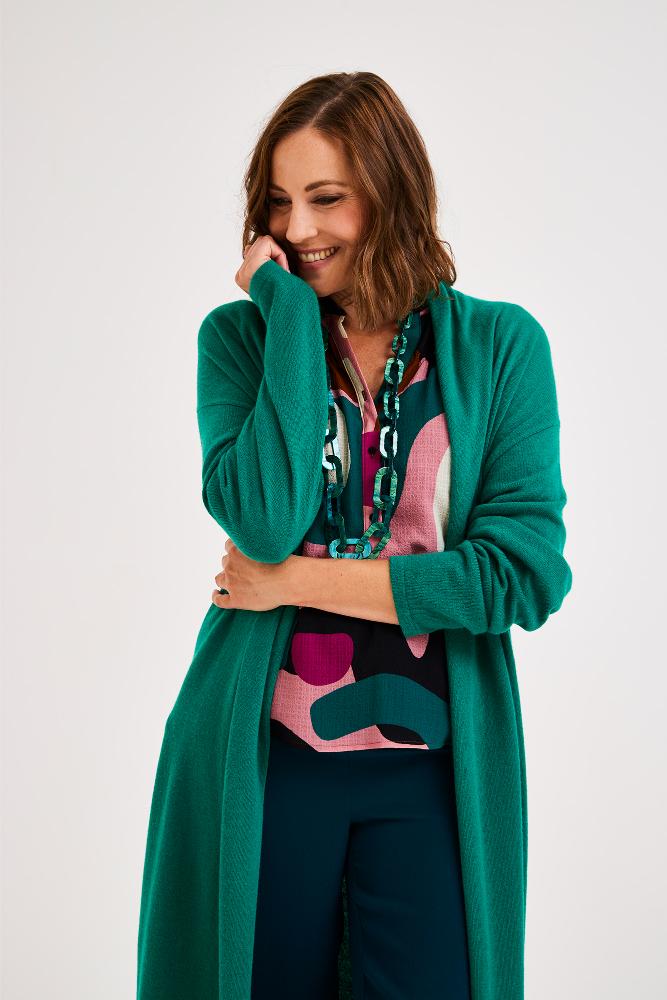 Mayerline - Cardigan Maille - Azure - Cadmium Green