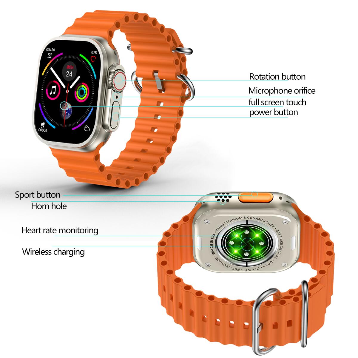 Multifunctionele Bluetooth Smartwatch - Oranje
