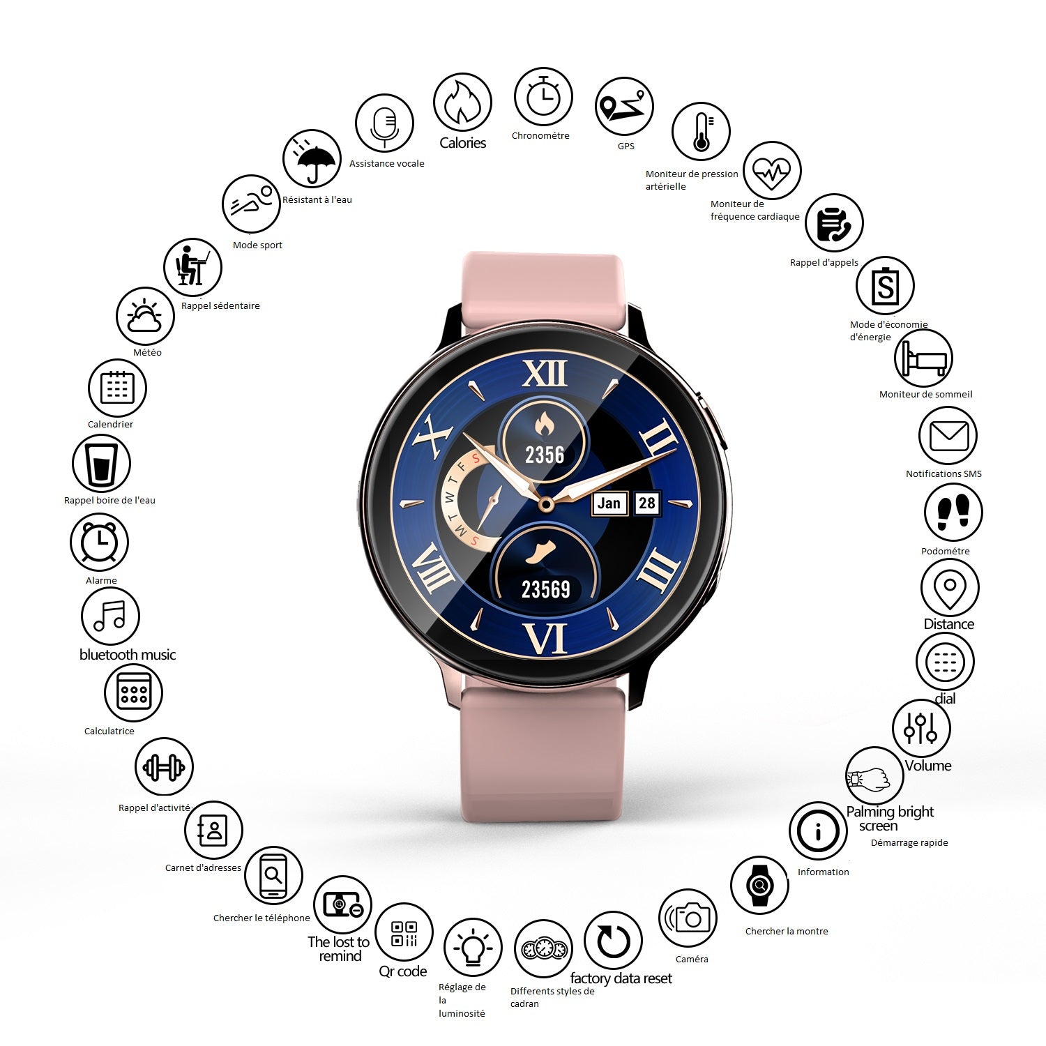 Multifunctionele Smartwatch - Roos