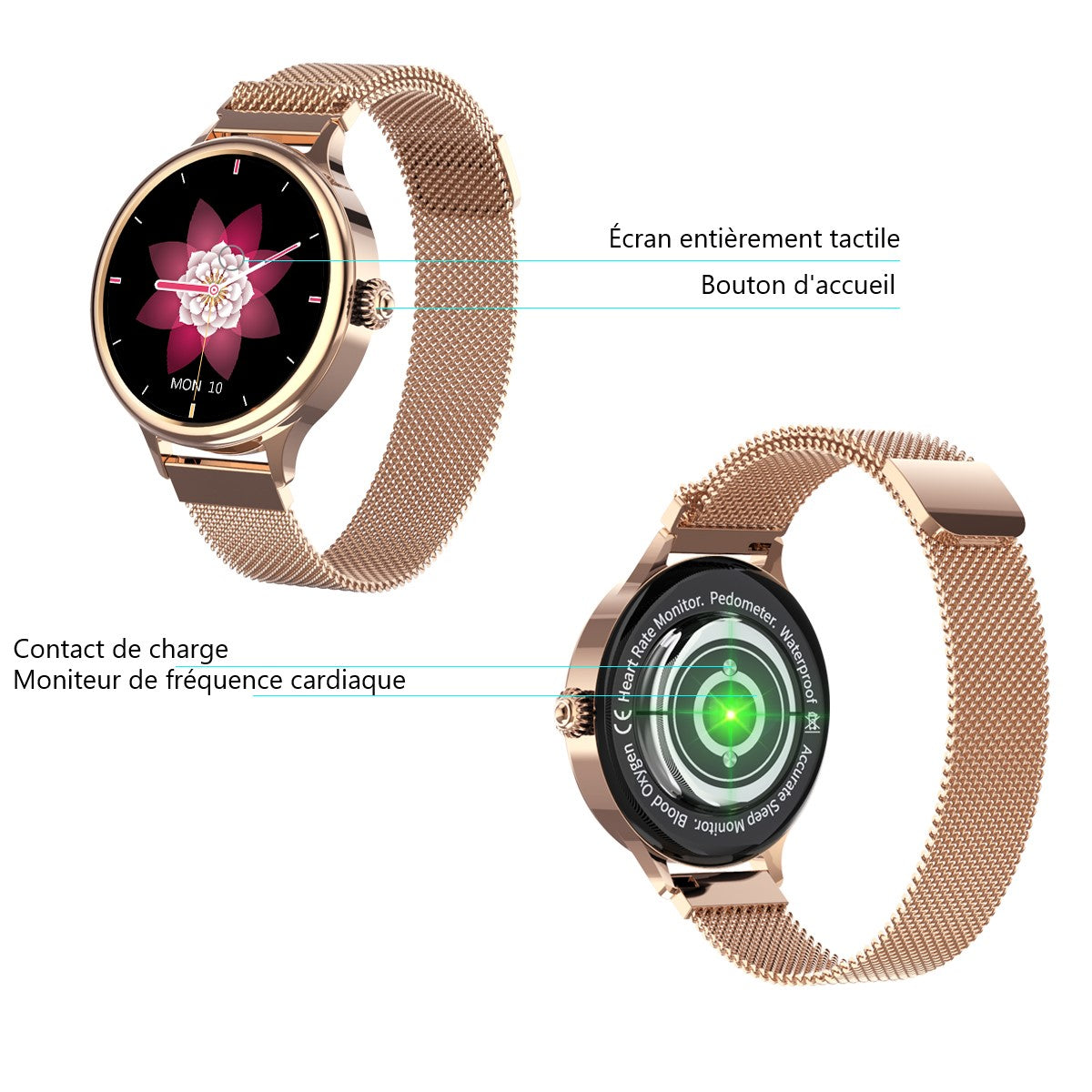 Montre Connectee  Multifonctions - Or