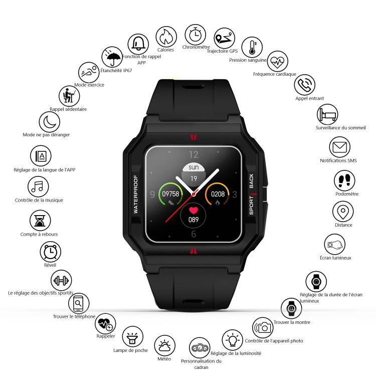 Multifunctioneel Horloge - Zwart
