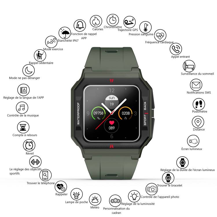 Multifunctioneel Horloge - Groen