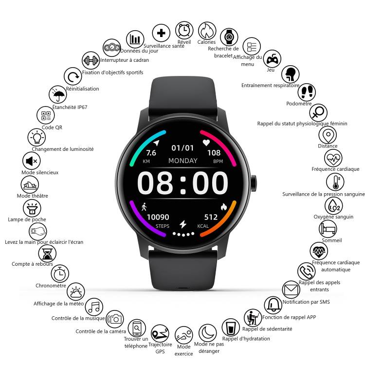 Multifunctioneel Horloge - Zwart