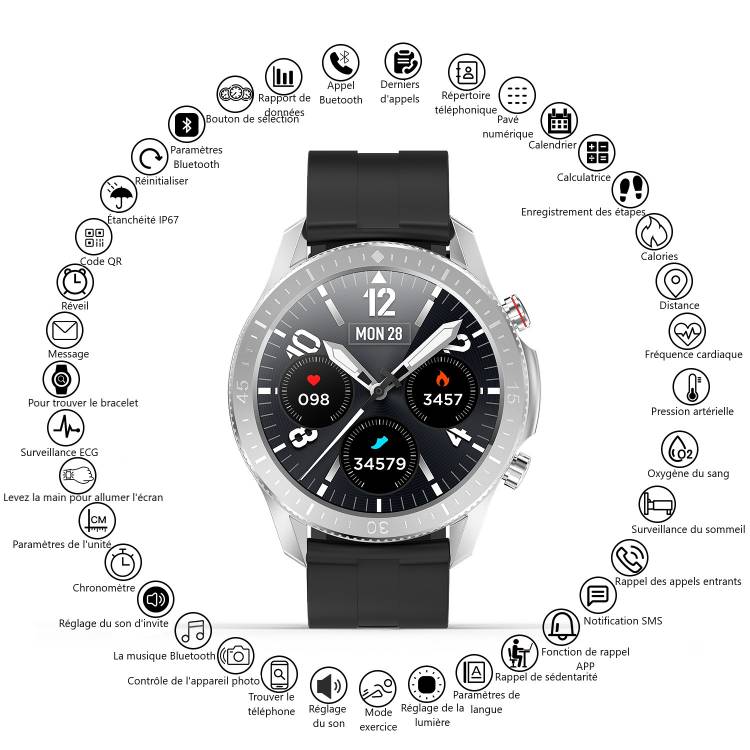 Multifunctioneel Horloge - Zwart/Zilver