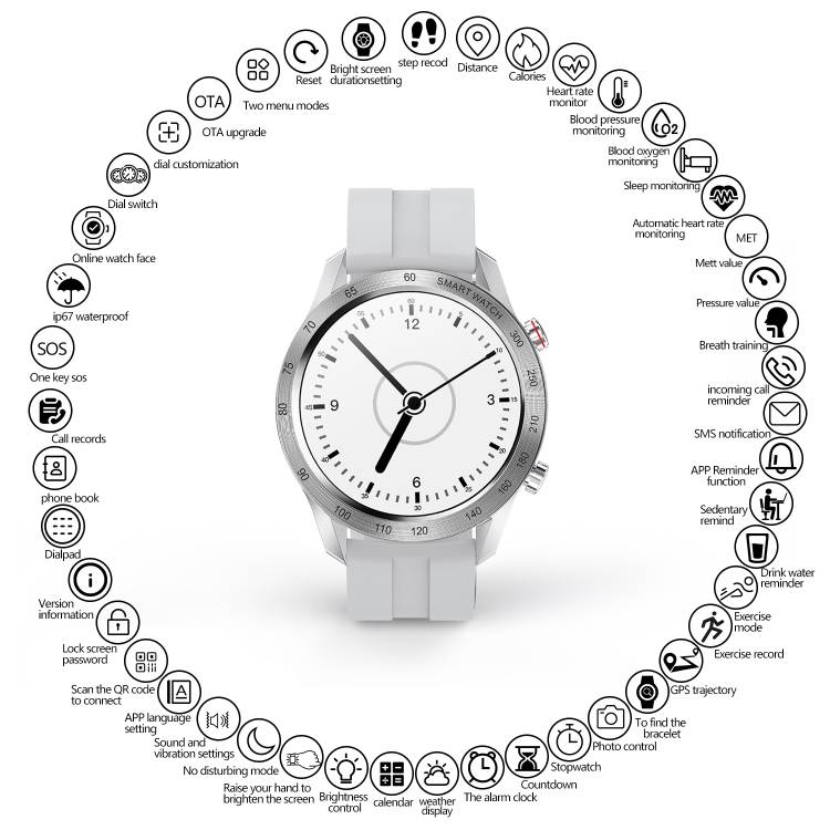 Multifunctioneel Horloge - Grijs
