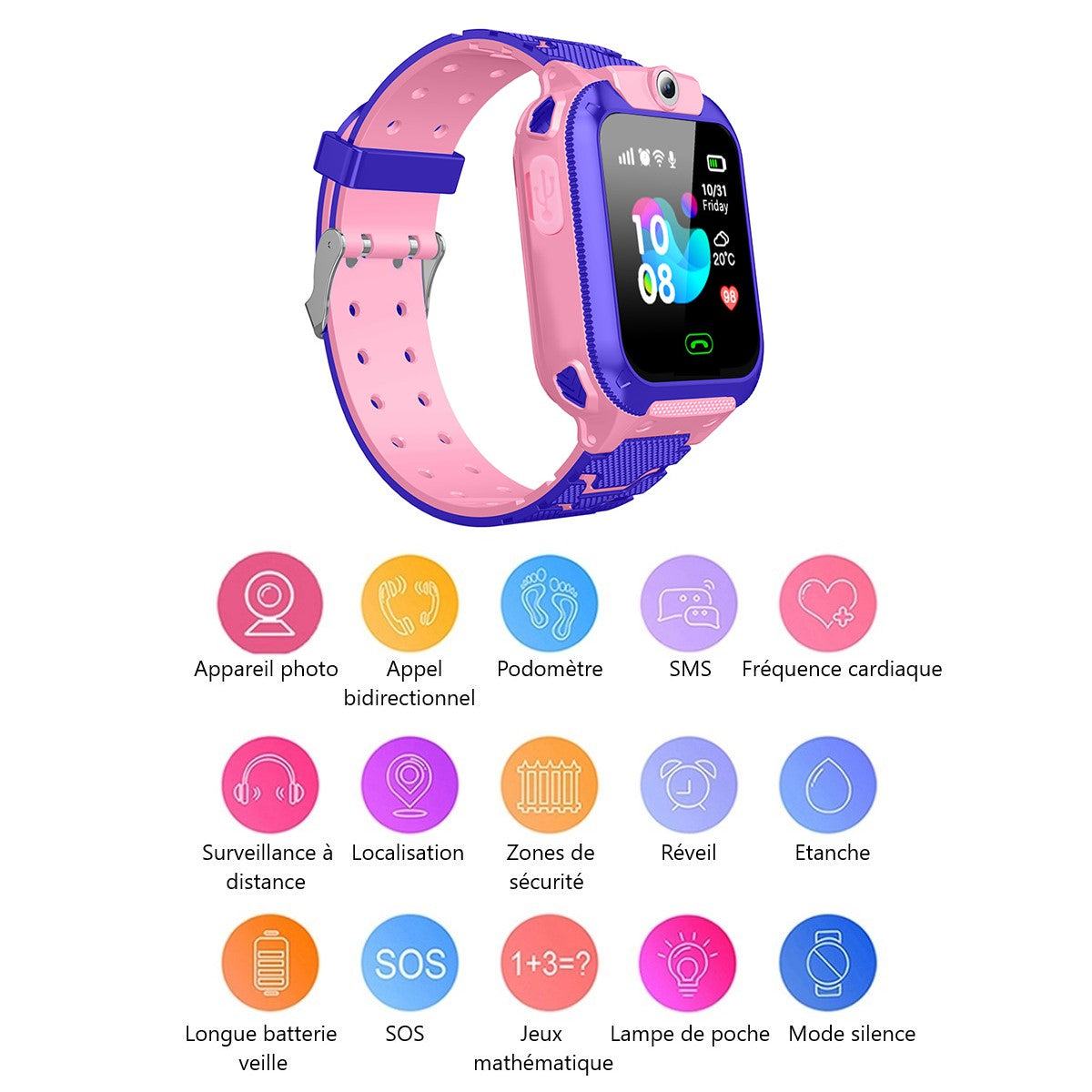 Multifunctioneel Horloge - Roos