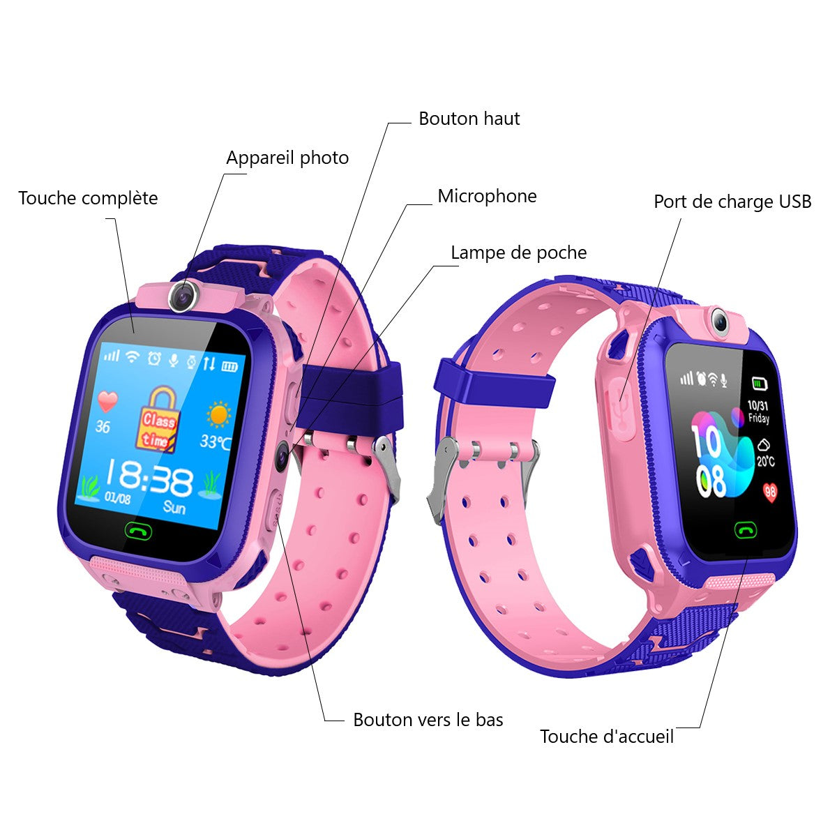 Multifunctioneel Horloge - Roos