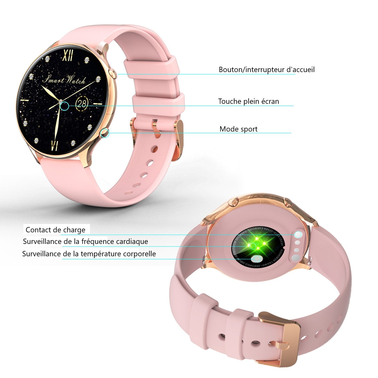 Multifunctioneel Horloge - Roos