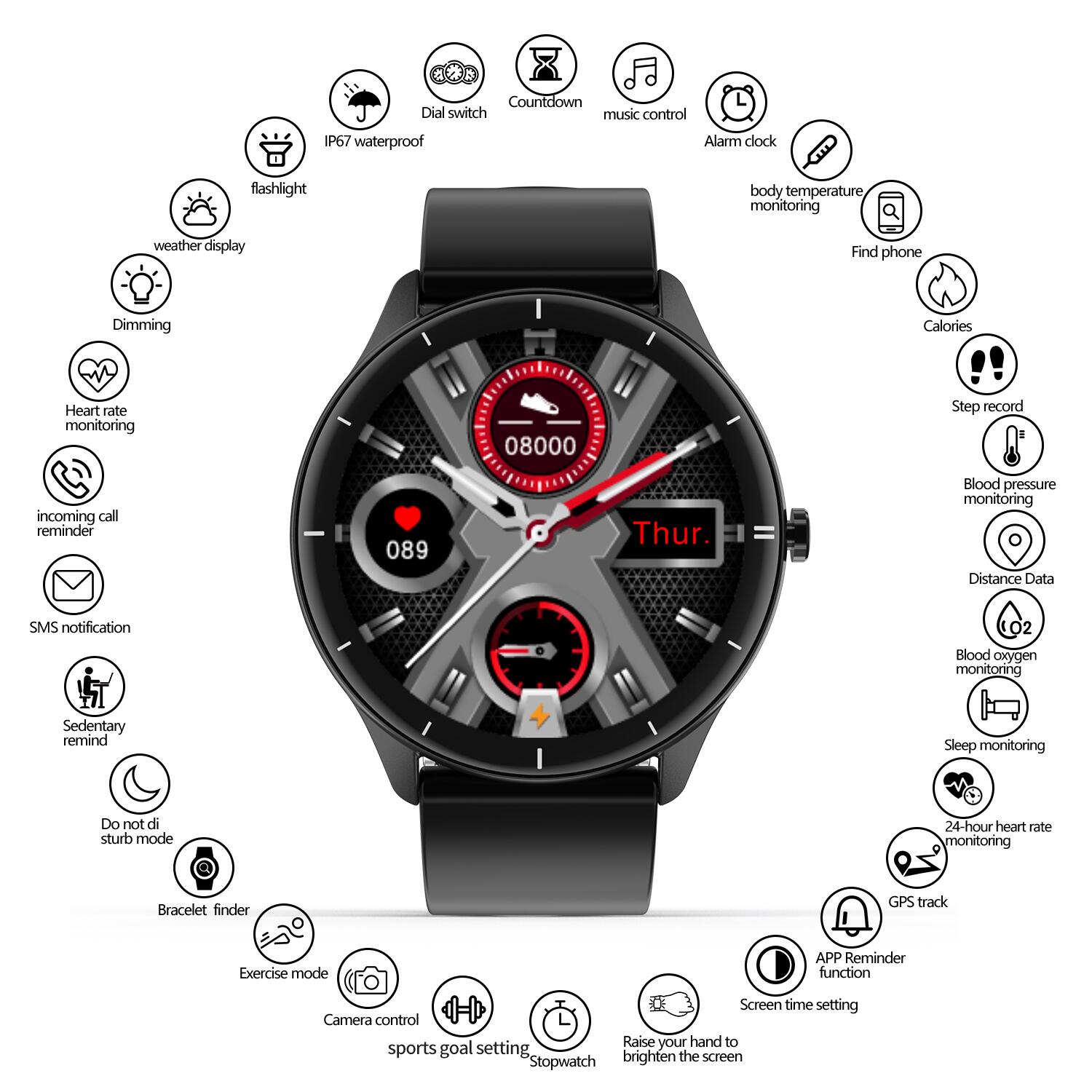 Multifunctioneel Horloge - Zwart