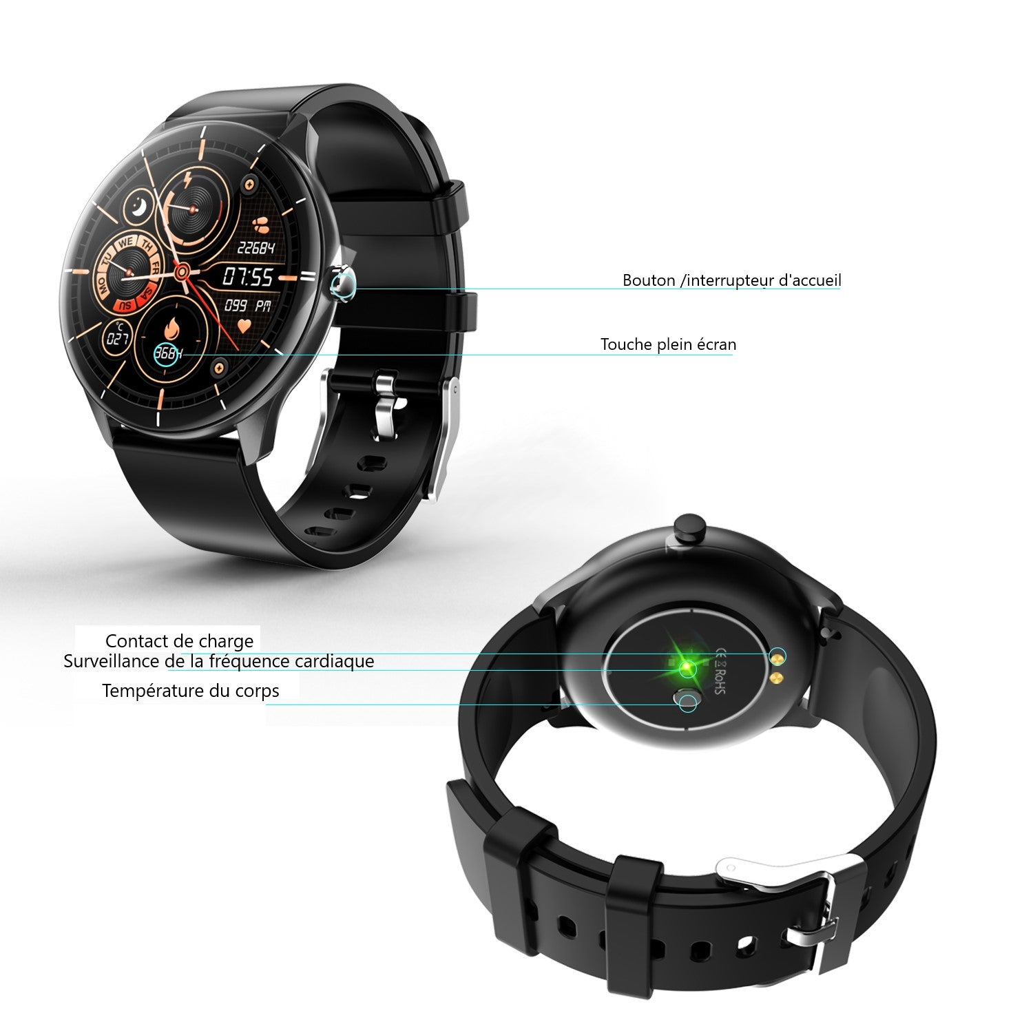 Multifunctioneel Horloge - Zwart