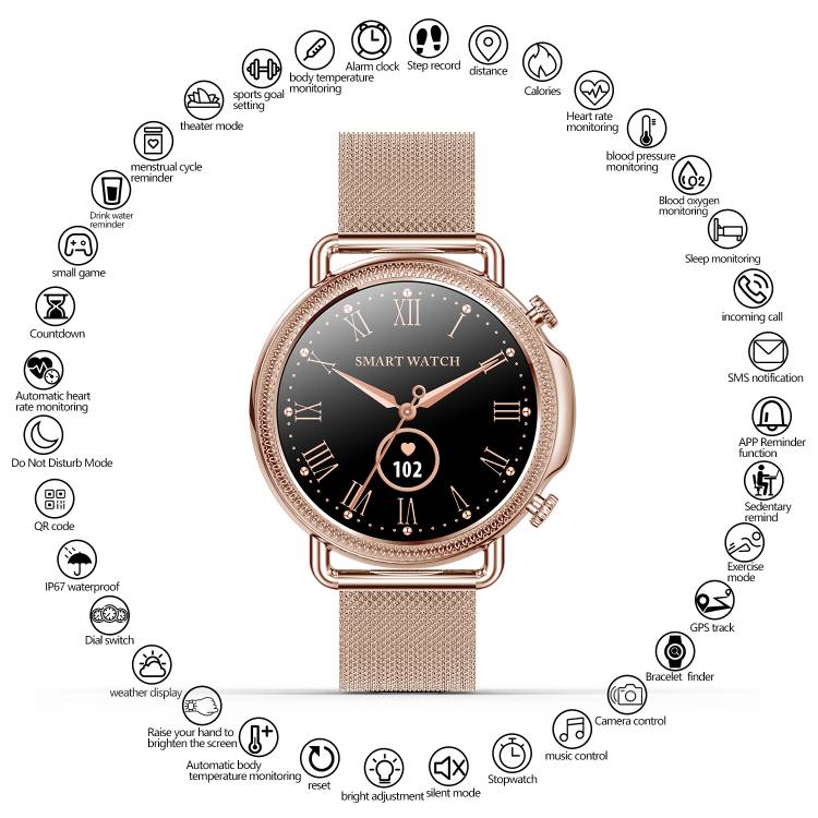 Multifunctioneel Horloge - Roos