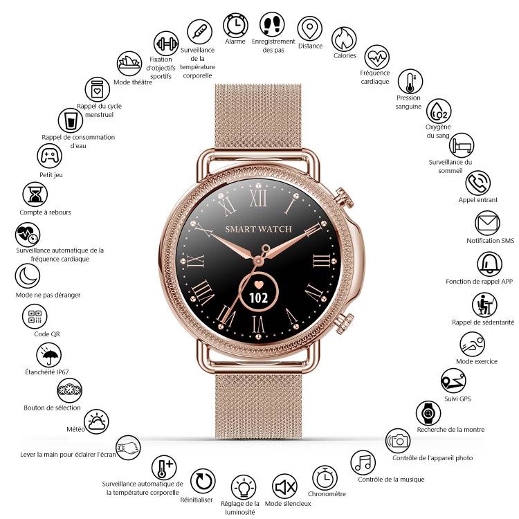 Multifunctioneel Horloge - Roos