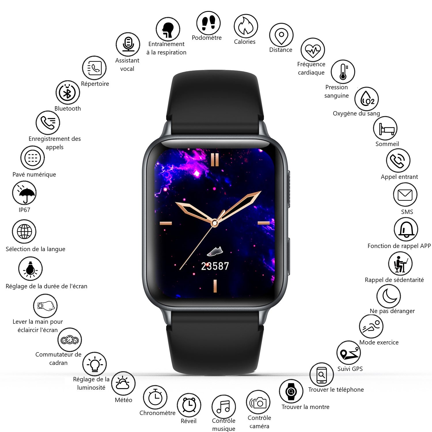 Multifunctioneel Horloge - Zwart