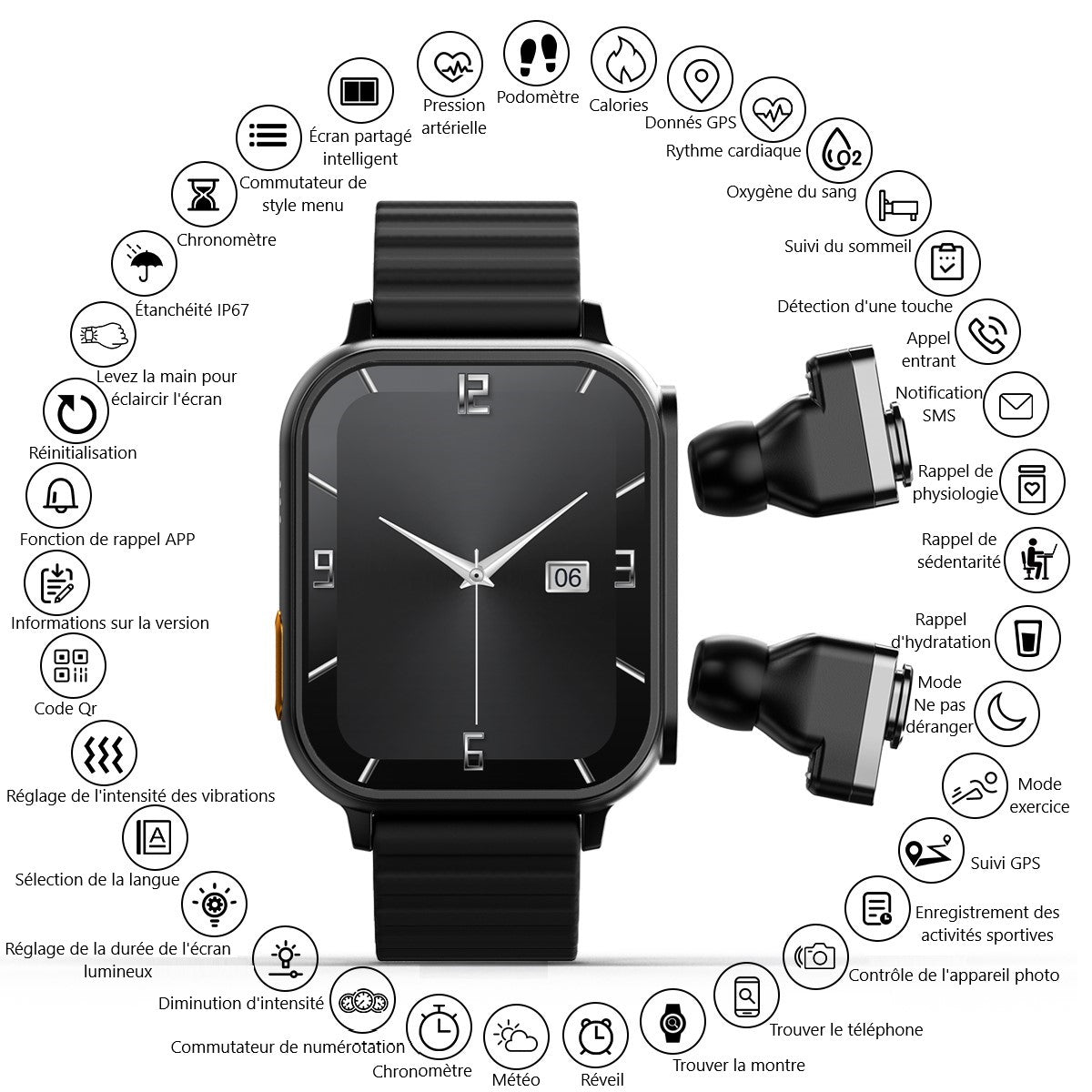 Multifunctionele Smartwatch - Zwart