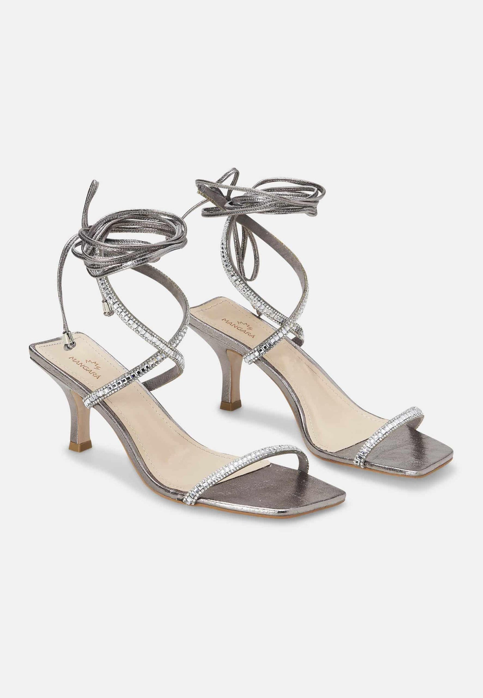 Aroeira Enkelbandjes Sandalen met Hakken - Mangará - Zilver
