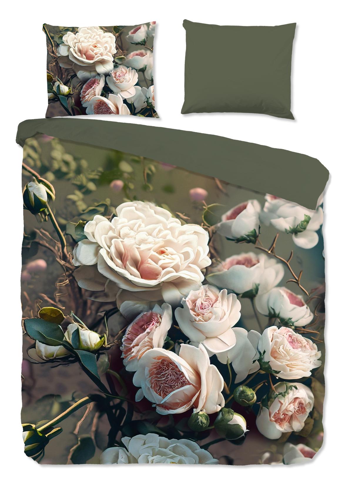 Pure - Dekbedovertrek - White Roses - Green