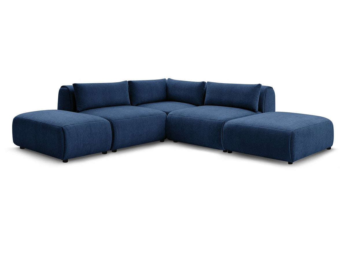 Vast modulaire hoekbank JEANNE met getextureerde stof met 2 chauffeurs, 1 hoek en 2 poefs